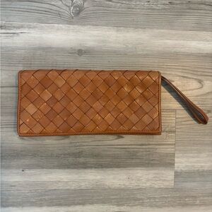 Wilsons Leather Woven Leather Pelle Studio Clutch with Lattice Design
